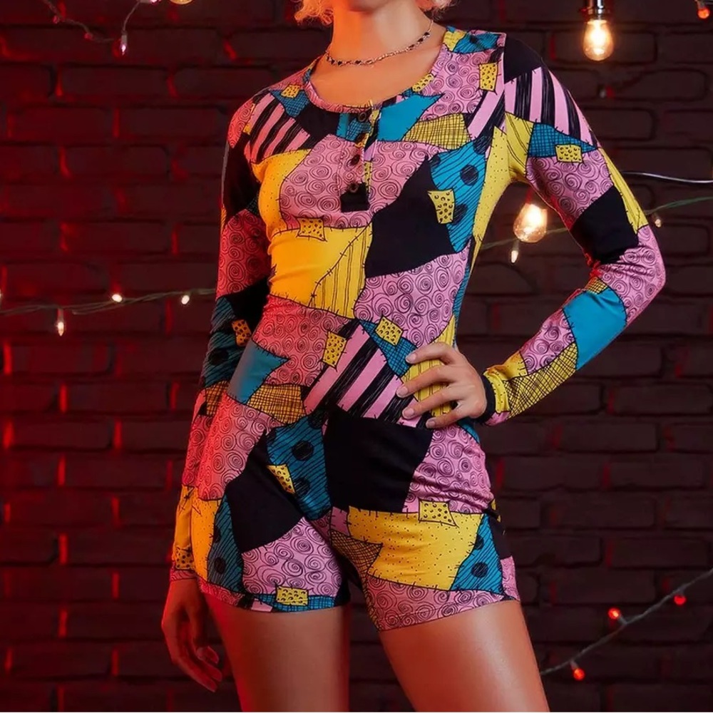 Nightmare Before Christmas Sally Patchwork Romper Hot Topic Halloween Cosplay